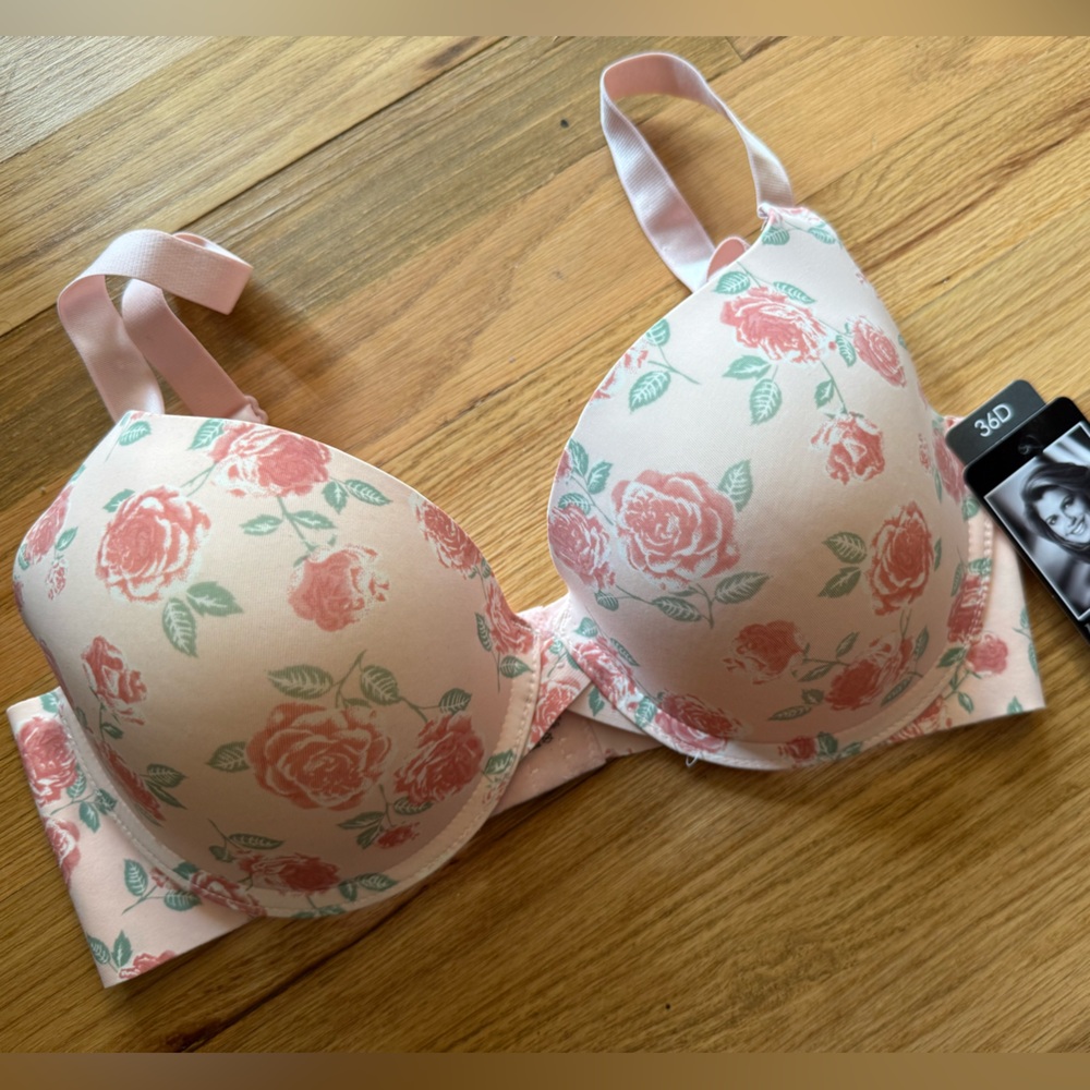 Kathy Ireland Pink and Green Floral Intimates, 36D, BNWT
